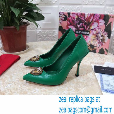 Dolce  &  Gabbana Heel 10.5cm Quilted Leather Devotion Pumps Green 2021